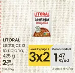Oferta de Litoral - Lentejas A La Riojana por 2,2€ en Eroski
