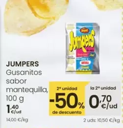 Oferta de Jumpers - Gusanitos Sabor Mantequilla por 1,4€ en Eroski