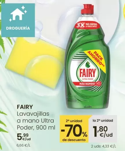 Oferta de Fairy - Lavavajillas A Mano Ultra Poder por 5,99€ en Eroski
