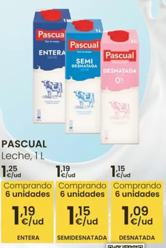 Oferta de Pascual -  Leche Entera por 1,15€ en Eroski