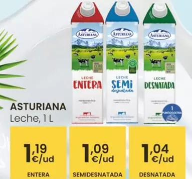 Oferta de La Asturiana - Leche Entera por 1,04€ en Eroski