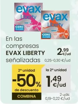 Oferta de Evax - Liberty En Las Compresas por 2,99€ en Eroski