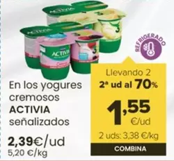 Oferta de Danone - En Los Yogures Cremosos Activia Senalizados por 2,39€ en Autoservicios Familia