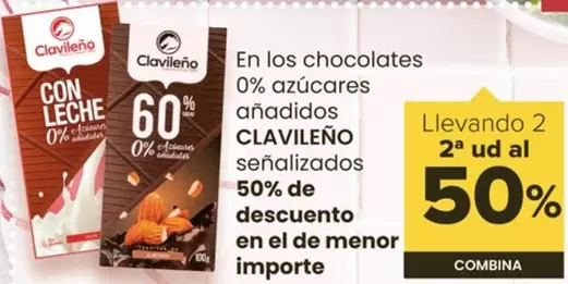 Oferta de Clavileño - En Los Chocolates 0% Azúcares 60% Añadidos en Autoservicios Familia