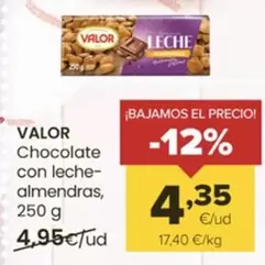 Oferta de Valor - Chocolate Con Leche Almendras por 4,35€ en Autoservicios Familia