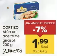 Oferta de Cortizo - Atún En Aceite De Girasol por 1,99€ en Autoservicios Familia