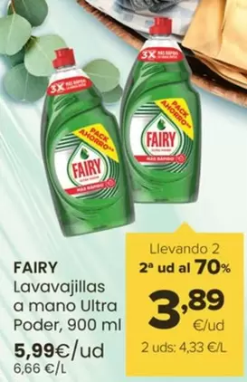 Oferta de Fairy - Lavavajillas A Mano Ultra Poder por 5,99€ en Autoservicios Familia
