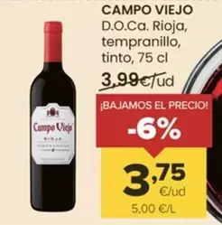 Oferta de Campo Viejo - D.O.Ca. Rioja, Tempranillo, Tinto por 3,75€ en Autoservicios Familia