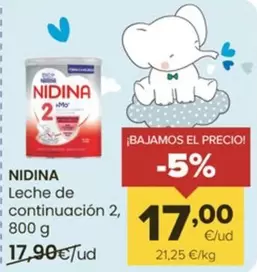 Oferta de Nidina - Leche De Continuacion 2 por 17€ en Autoservicios Familia