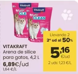 Oferta de Vitakraft - Arena de silice para gatos por 6,89€ en Autoservicios Familia