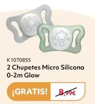 Oferta de Chicco - 2 Chupetes Micro Silicona 0-2m Glow por 8,99€ en Prénatal