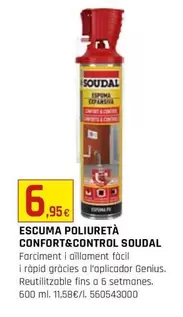 Oferta de Soudal - Escuma Poliureta Confort&Control por 6,95€ en Fes Més