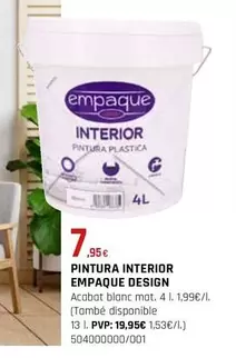 Oferta de Empaque - Pintura Interior Design por 7,95€ en Fes Més