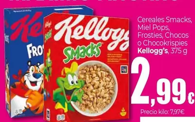 Oferta de Kellogg's - Cereales Smacks/ Miel Pops/ Frosties/ Chocos O Chocokrispies por 2,99€ en Unide Market