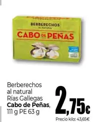 Oferta de Cabo De Peñas - Berberechos Al Natural Rias Gallegas por 2,75€ en Unide Market