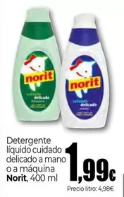 Oferta de Norit - Detergente Líquido Cuidado Delicado A Mano O A Maquina por 1,99€ en Unide Market