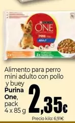 Oferta de Purina One - Alimento Para Perro Mini Adulto Con Pollo Y Buey por 2,35€ en Unide Supermercados
