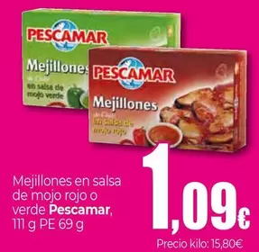Oferta de Pescamar - Mejillones En Salsa De Mojo Rojo O Verde por 1,09€ en Unide Supermercados