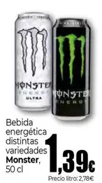 Oferta de Monster - Bebida Energetica Distintas Variedades por 1,39€ en Unide Supermercados