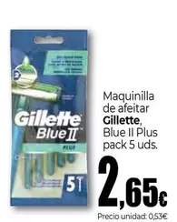 Oferta de Gillette - Maquinilla De Afeitar Blure II Plus Pack 5 Uds por 2,65€ en Unide Supermercados