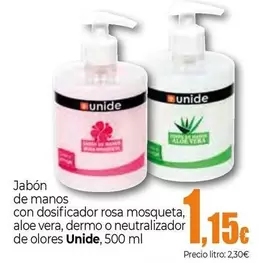 Oferta de Unide - Jabon De Manos Con Dosificador Rosa Mosqueta por 1,15€ en Unide Supermercados