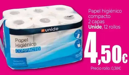 Oferta de Unide - Papel Higiénico Compacto por 4,5€ en Unide Supermercados