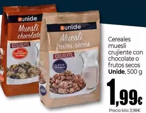 Oferta de Unide - Cereales Muesli Crujiente Con Chocolate O Frutos Secos por 1,99€ en Unide Supermercados