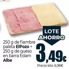 Oferta de 250 G De Fiambre Paleta Elpozo + 250 G De Queso En Barra Edam Able por 3,49€ en Unide Market