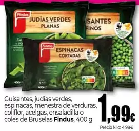 Oferta de Findus - Guisantes, judías verdes, espinacas, menestra de verduras, coliflor, acelgas, ensaladilla o coles de bruselas por 1,99€ en Unide Market