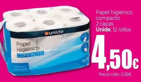 Oferta de Unide - Papel Higienico Compacto por 4,5€ en Unide Market