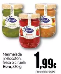 Oferta de Hero - Mermelada Melocoton, Fresa O Ciruela por 1,99€ en Unide Market