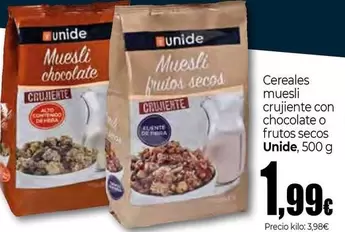 Oferta de Unide - Cereales Muesli Crujiente Con Chocolate O Frutos Secos por 1,99€ en Unide Market