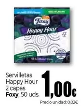 Oferta de Foxy - Servilletas Happy Hour 2 Capas por 1€ en Unide Market
