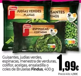 Oferta de Findus - Guisantes, judías verdes, espinacas, menestra de verduras, coliflor, acelgas, ensaladilla o coles de bruselas por 1,99€ en Unide Market
