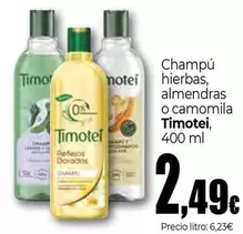 Oferta de Timotei - Champú Hierbas, Almendras O Camomila por 2,49€ en Unide Market