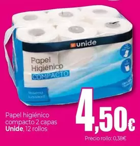 Oferta de Unide - Papel Higiénico Compacto 2 Capas por 4,5€ en UNIDE Alimentación