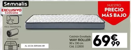 Oferta de Somnalis - Colchón Enrollado Way Roller por 69,99€ en Conforama