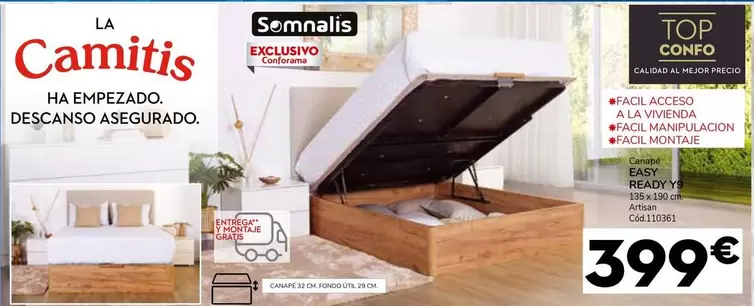 Oferta de Somnalis - Canape Easy Ready Y9 por 399€ en Conforama