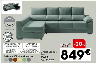 Oferta de Chaise Longue Tela Pala por 849€ en Conforama