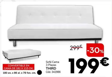 Oferta de Sofa Cama 3 Plazas Third por 199€ en Conforama