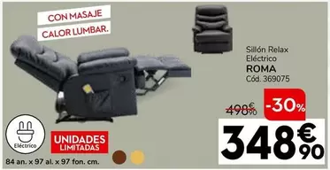 Oferta de Sillón Relax Eléctrico Roma por 348,9€ en Conforama