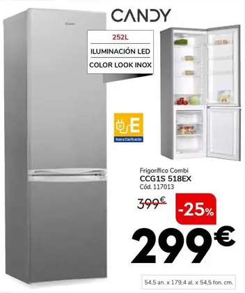 Oferta de Candy - Frigorifico Combi Cc61s 518ex por 299€ en Conforama