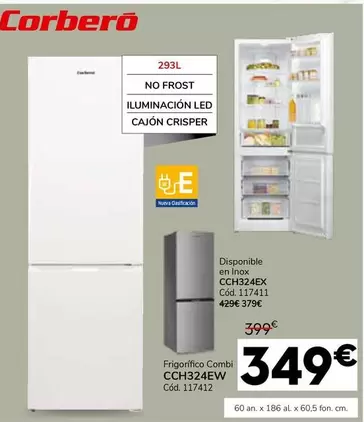 Oferta de Corberó - Frigorífico Combi Cch324ew por 349€ en Conforama