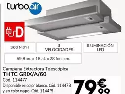 Oferta de Turbo Air - Campana Extractora Telescopica  por 79,99€ en Conforama
