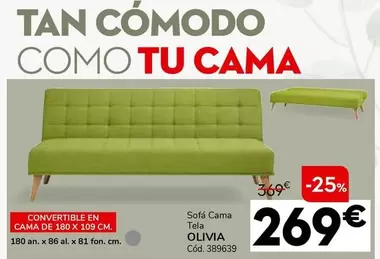 Oferta de Sofa Cama Tela Olivia por 269€ en Conforama
