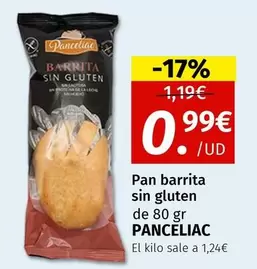 Oferta de Panceliac - Pan Barrita Sin Gluten por 0,99€ en Maskom Supermercados