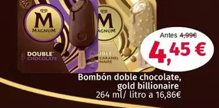 Oferta de Magnum - Bombon Doble Chocolate, Gold Billionaire por 4,45€ en Maskom Supermercados