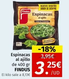 Oferta de Findus - Espinacas Al Ajillo por 3,25€ en Maskom Supermercados