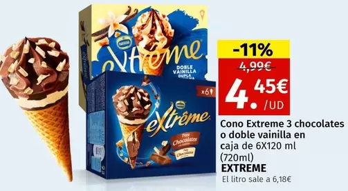 Oferta de Extreme - Cono  3 Chocolates O Doble Vainilla En Caja por 4,45€ en Maskom Supermercados