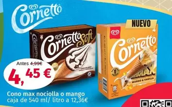 Oferta de Cornetto - Cono Max Nocioll O Mango por 4,45€ en Maskom Supermercados